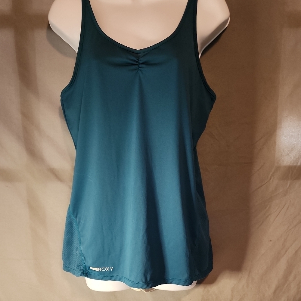 Roxy Women's Teal  Tank Top With Racer And Mesh Back In Size Large